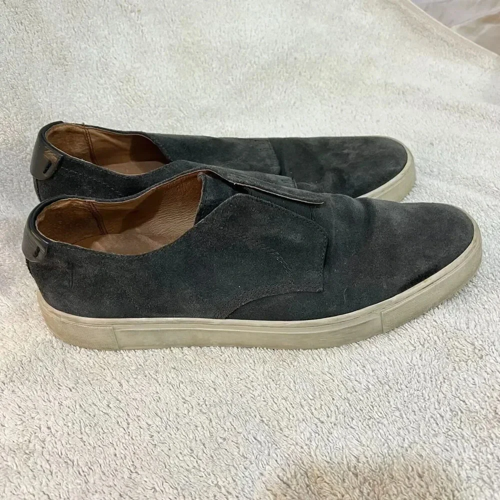 Frye 1863 Mens Gray Slip On Casual Shoes Lace 11 Suede Almond Toe Oxford Preppy